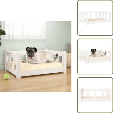 The Living Store Cama para perros madera maciza de pino blanco 65,5x50,5x28 cm - Madera de pino