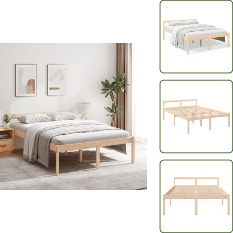 The Living Store Cama senior doble sin colchón 135x190 cm - Cama de madera