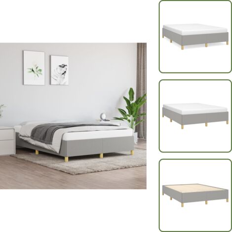 The Living Store Cama sin colchón tela gris claro 140x200 cm - Cama de tela