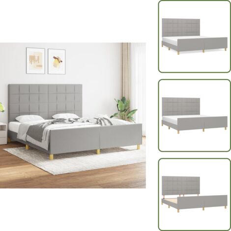 The Living Store Cama sin colchón tela gris claro 180x200 cm - Cama con cabecero