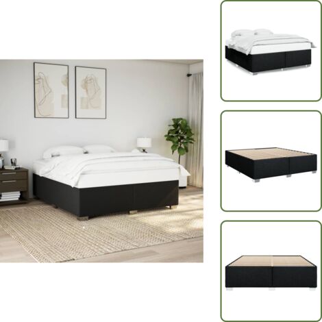 The Living Store Cama sin colchón tela negro 200x200 cm - Cama de tela