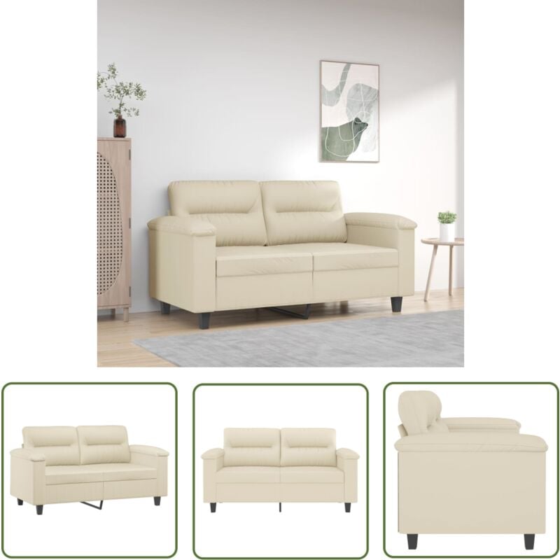 Canapé à 2 places Crème 120 cm Similicuir - Canapé Deux Places - Canapé Crème - Canapé Simili Cuir - Canapé Moderne - Canapé Design - The Living Store