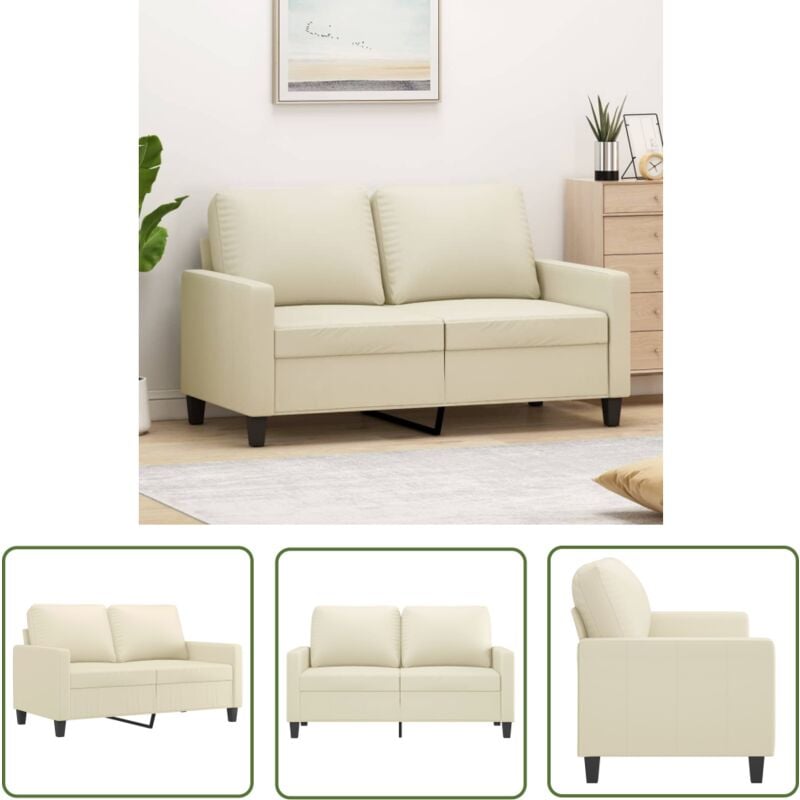 Canapé à 2 places Crème 120 cm Similicuir - Canapé Deux Places - Canapé Crème - Canapé Simili Cuir - Meuble Salon - Design Moderne - The Living Store