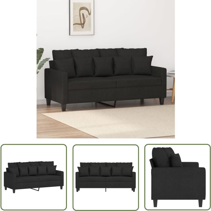 Canapé à 2 places Noir 140 cm Tissu - Canapé Deux Places - Canapé Noir - Canapé Tissu - Canapé Moderne - Canapé Design - The Living Store