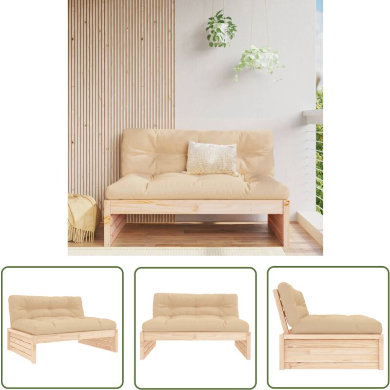 The Living Store - Canapé central 120x80 cm bois de pin massif - Canapé Extérieur - Canapé Jardin - Mobilier De Jardin - Meubles De Jardin - Canapé