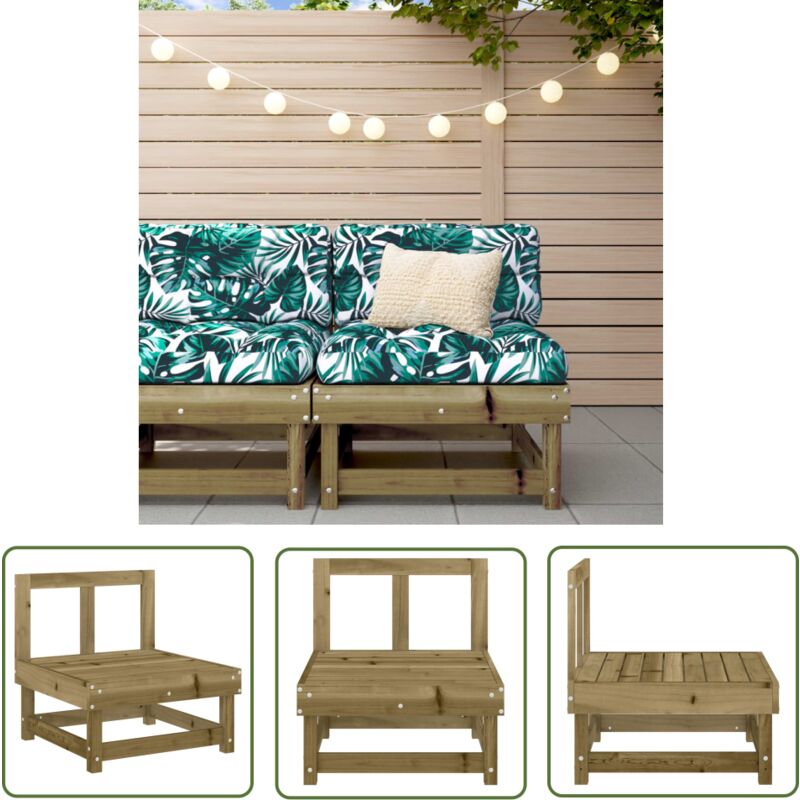 The Living Store - Canapé central de jardin bois de pin imprégné - Canapé De Jardin - Mobilier De Jardin - Canapé Extérieur - Meubles De Jardin