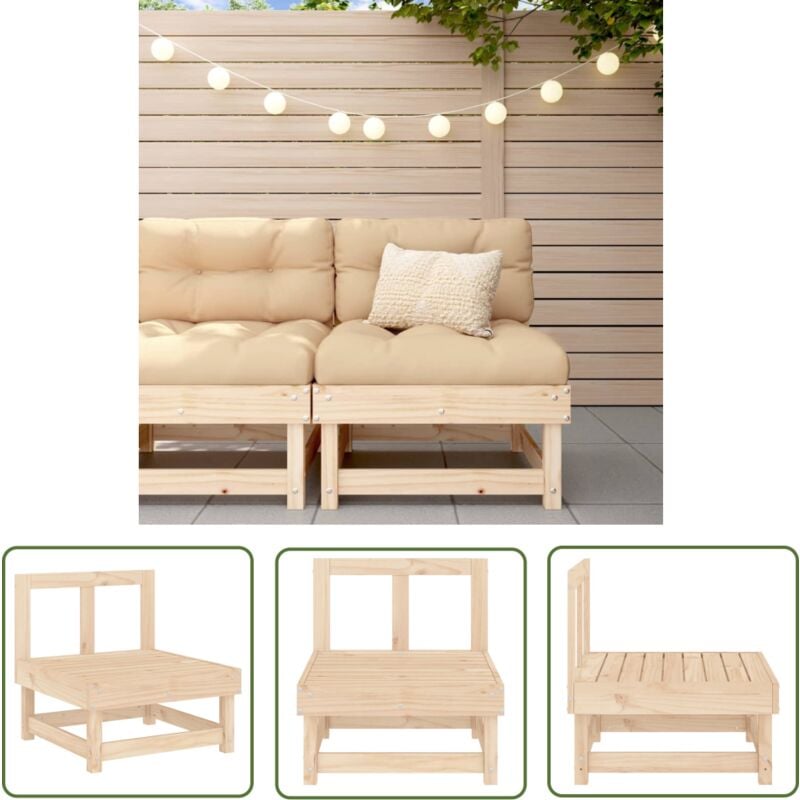 The Living Store Canapé central de jardin bois de pin massif - Canapé De Jardin - Mobilier De Jardin - Canapé Extérieur - Meubles De Jardin - Bois De