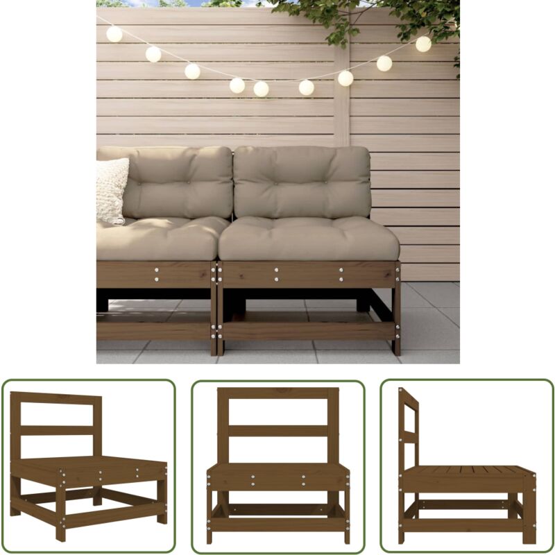 The Living Store - Canapé central de jardin marron miel bois de pin massif - Canapé Jardin - Mobilier De Jardin - Canapé Extérieur - Meubles De
