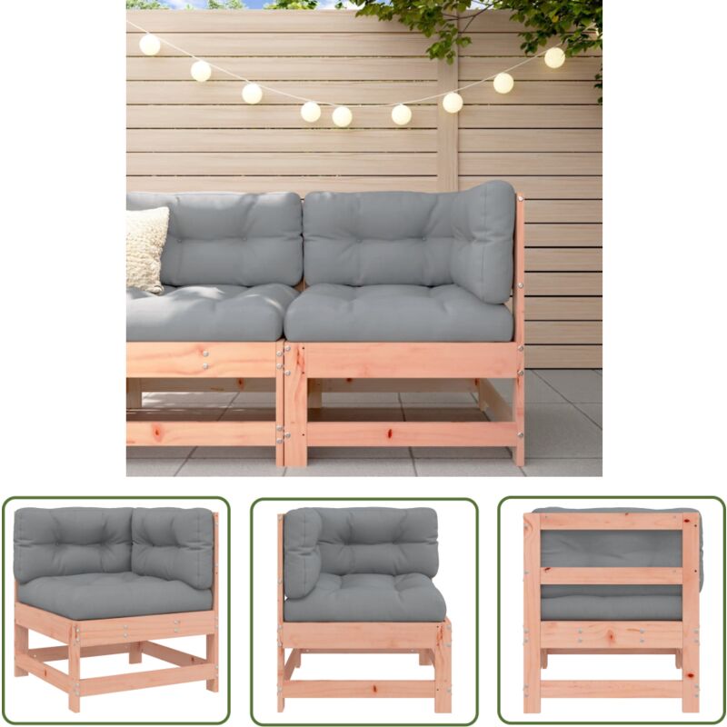 The Living Store - Canapé d'angle avec coussins bois massif douglas - Canapé D'angle - Meuble De Jardin - Mobilier De Jardin - Canapé Extérieur