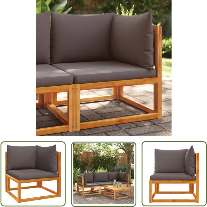 The Living Store - Canapé d'angle de jardin avec coussins bois massif d'acacia - Canapé De Jardin - Salon De Jardin - Mobilier De Jardin - Meubles De