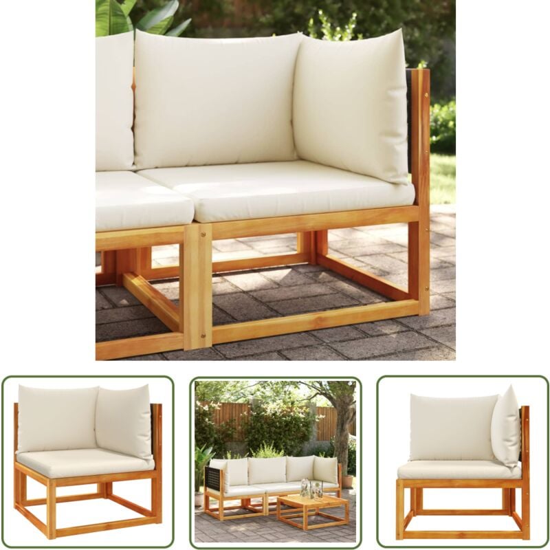 The Living Store - Canapé d'angle de jardin avec coussins bois massif d'acacia - Canapé De Jardin - Salon De Jardin - Mobilier De Jardin - Meubles De