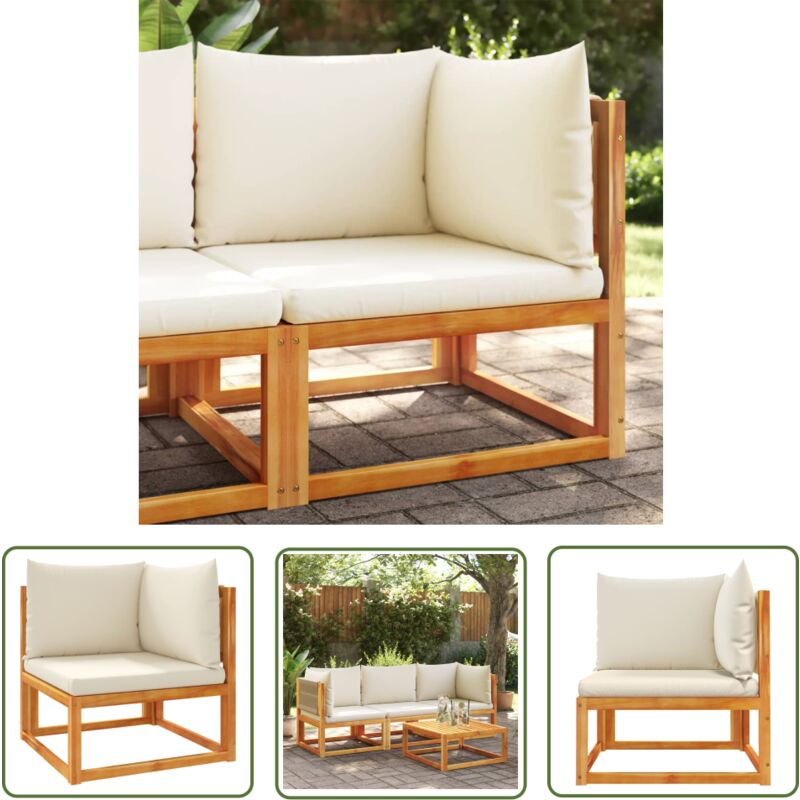 The Living Store - Canapé d'angle de jardin avec coussins bois massif d'acacia - Canapé De Jardin - Salon De Jardin - Mobilier Extérieur - Meubles De