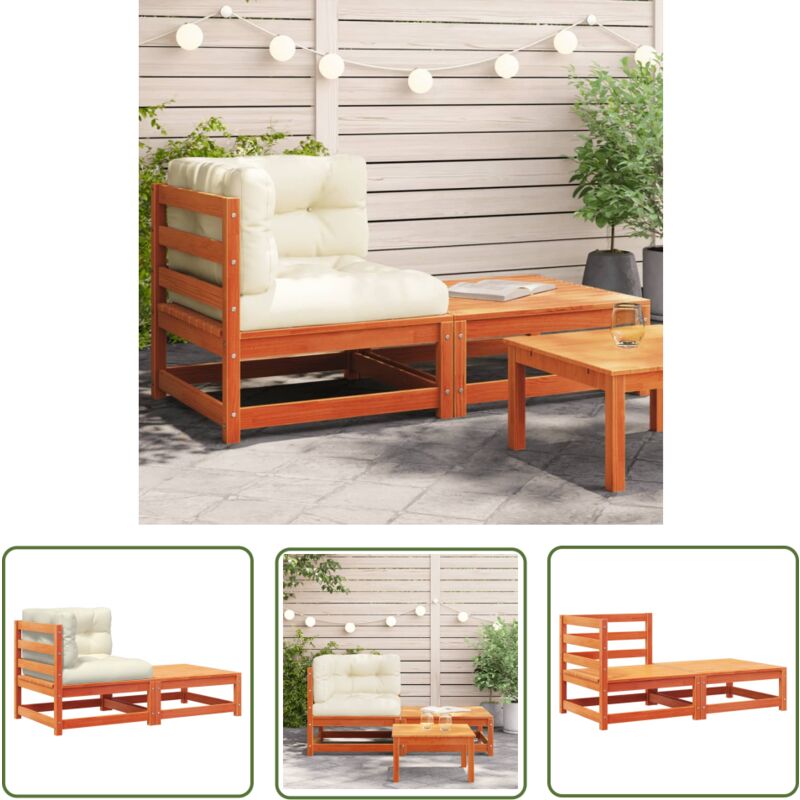 The Living Store Canapé d'angle de jardin avec coussins et repose-pieds - Canapé De Jardin - Canapé D'angle - Mobilier De Jardin - Meubles De Jardin