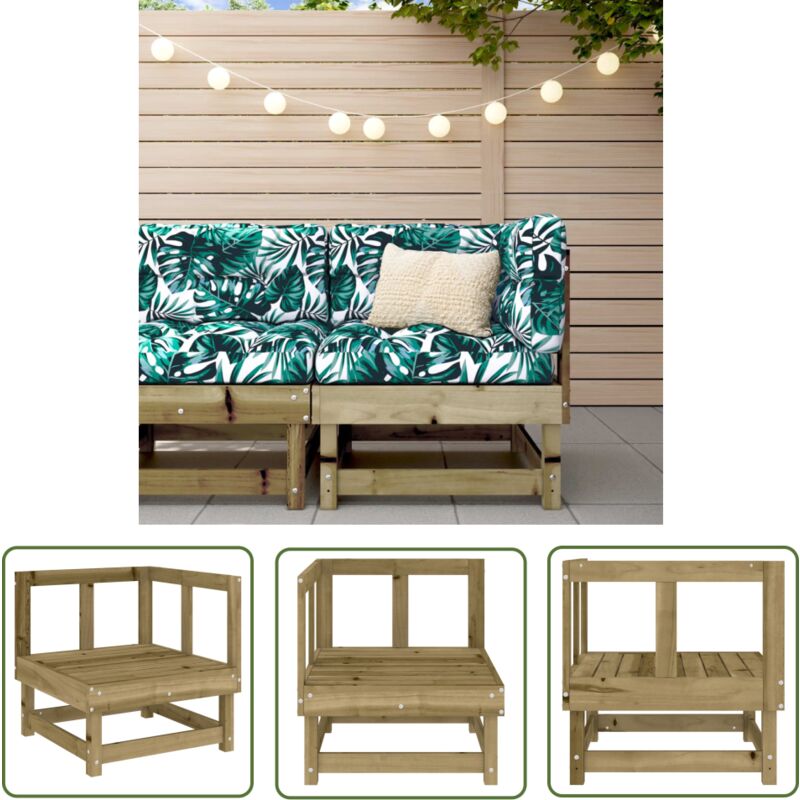 The Living Store - Canapé d'angle de jardin bois de pin imprégné - Canapé Jardin - Mobilier Extérieur - Canapé D'angle - Meubles De Jardin - Chaise