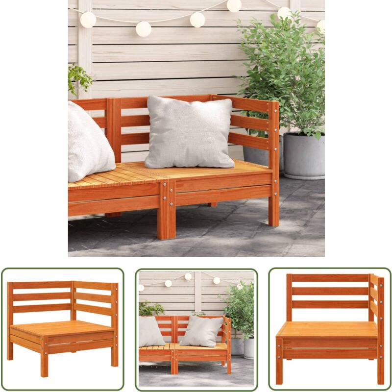 The Living Store - Canapé d'angle de jardin cire marron bois de pin massif - Canapé De Jardin - Mobilier De Jardin - Canapé D'angle - Meubles De