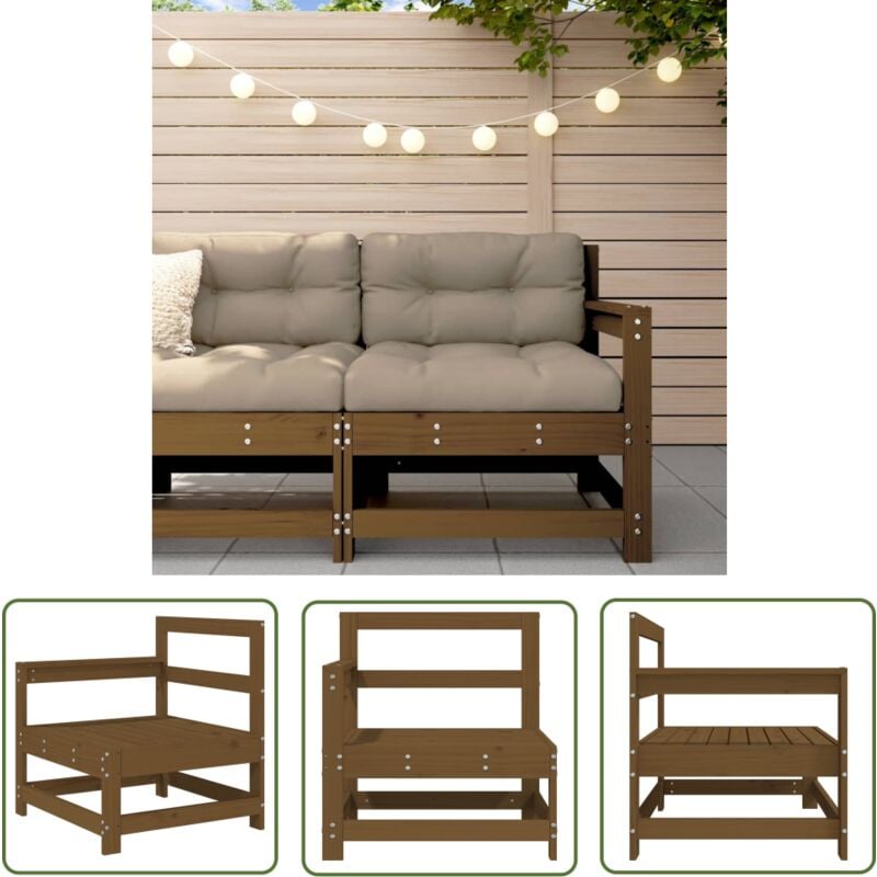 The Living Store - Canapé d'angle marron miel bois de pin solide - Canapé D'angle - Mobilier De Jardin - Canapé Extérieur - Jardin - Terrasse