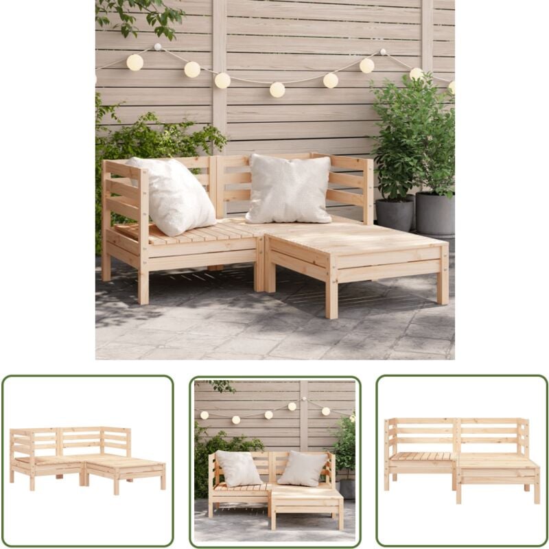 The Living Store - Canapé de jardin 2 places et repose-pied bois pin massif - Canapé De Jardin - Mobilier De Jardin - Meubles De Jardin - Canapé