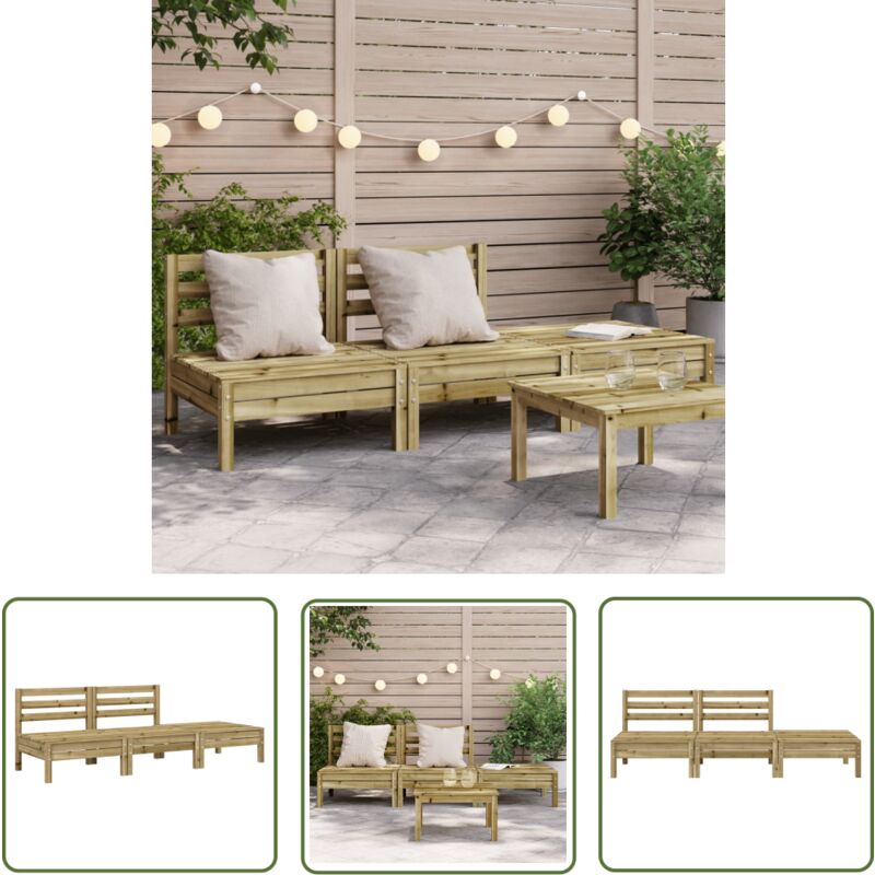 The Living Store - Canapé de jardin 3 places bois de pin imprégné - Canapé De Jardin - Mobilier De Jardin - Meubles De Jardin - Canapé Extérieur