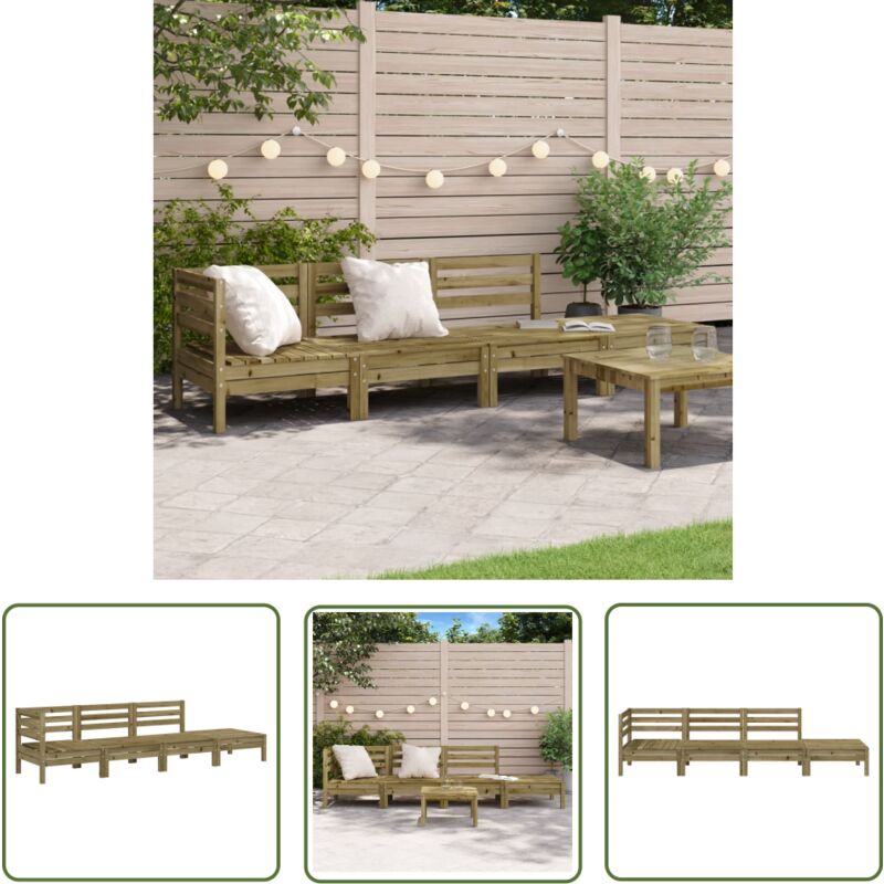 The Living Store - Canapé de jardin 4 places bois de pin imprégné - Canapé De Jardin - Mobilier De Jardin - Salon De Jardin - Meubles De Jardin
