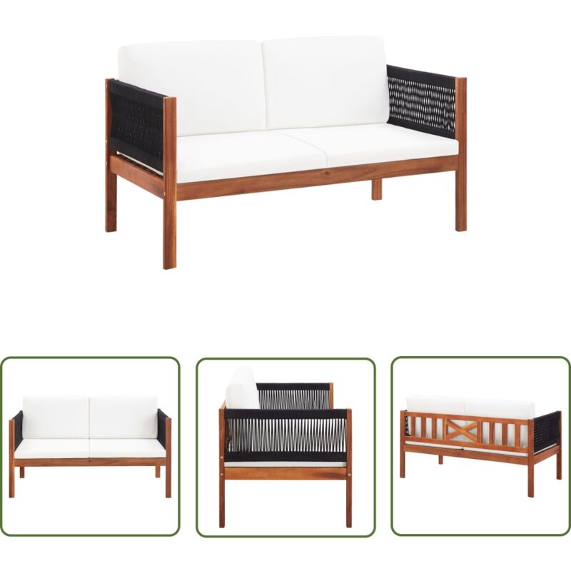 The Living Store Canapé de jardin à 2 places Bois d'acacia massif - Canapé De Jardin - Mobilier De Jardin - Banc De Jardin - Acacia Massif - Chaise