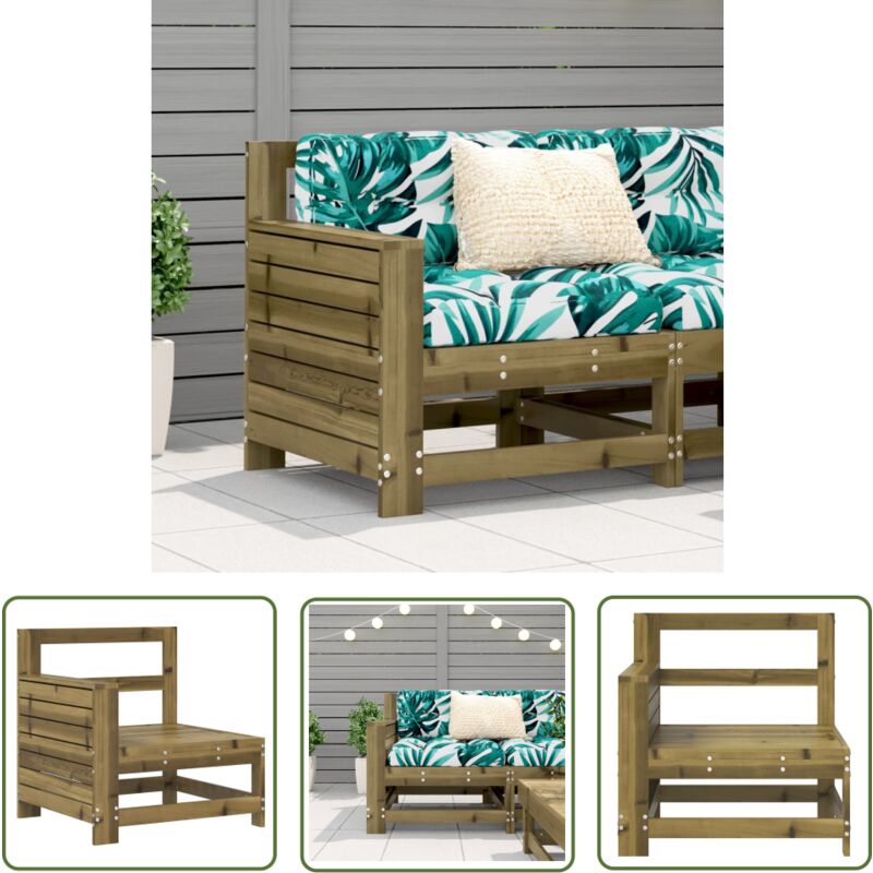 The Living Store - Canapé de jardin accoudoir 69x62x70,5 cm bois de pin imprégné - Canapé De Jardin - Mobilier De Jardin - Meubles De Jardin - Canapé
