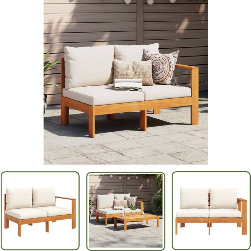 The Living Store - Canapé de jardin avec 1 accoudoir 2 places bois massif d'acacia - Canapé De Jardin - Salon De Jardin - Mobilier De Jardin