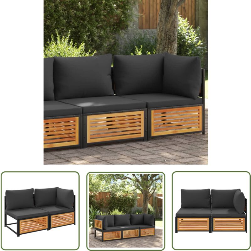 Canapé de jardin avec coussins 2 places bois massif d'acacia - Canapé De Jardin - Canapé Extérieur - Mobilier De Jardin - Meubles De Jardin - Salon