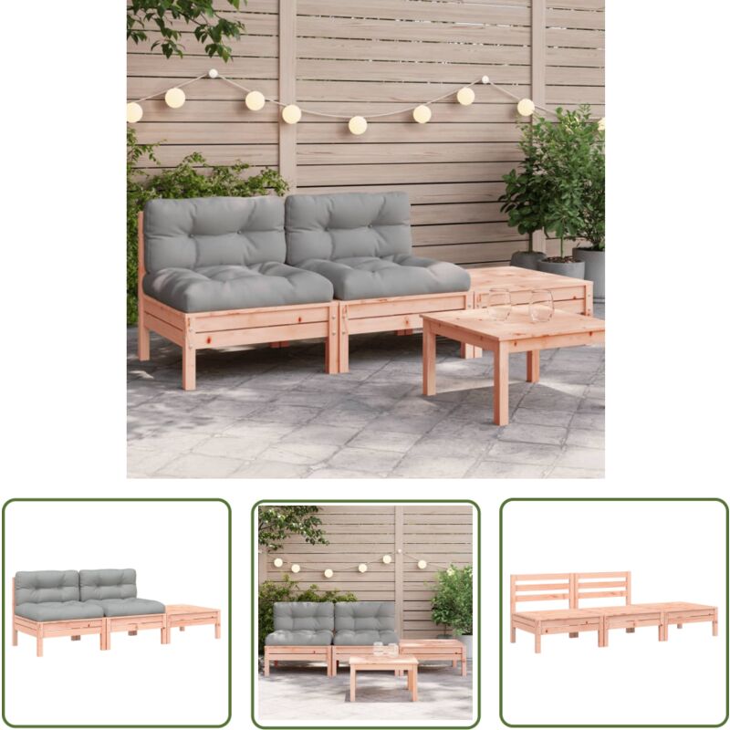 The Living Store Canapé de jardin avec coussins et repose-pied 2 places - Canapé Jardin - Mobilier Extérieur - Jardin Design - Meuble En Bois