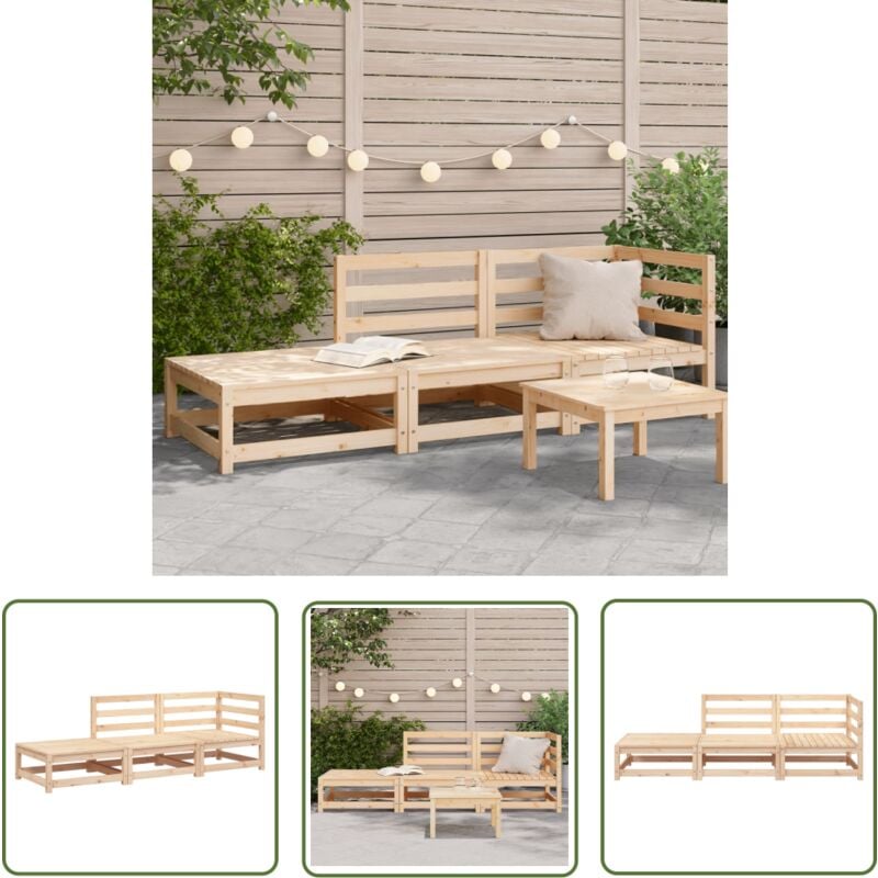 The Living Store - Canapé de jardin et repose-pieds 2 places bois de pin massif - Canapé De Jardin - Mobilier De Jardin - Meubles De Jardin - Canapé