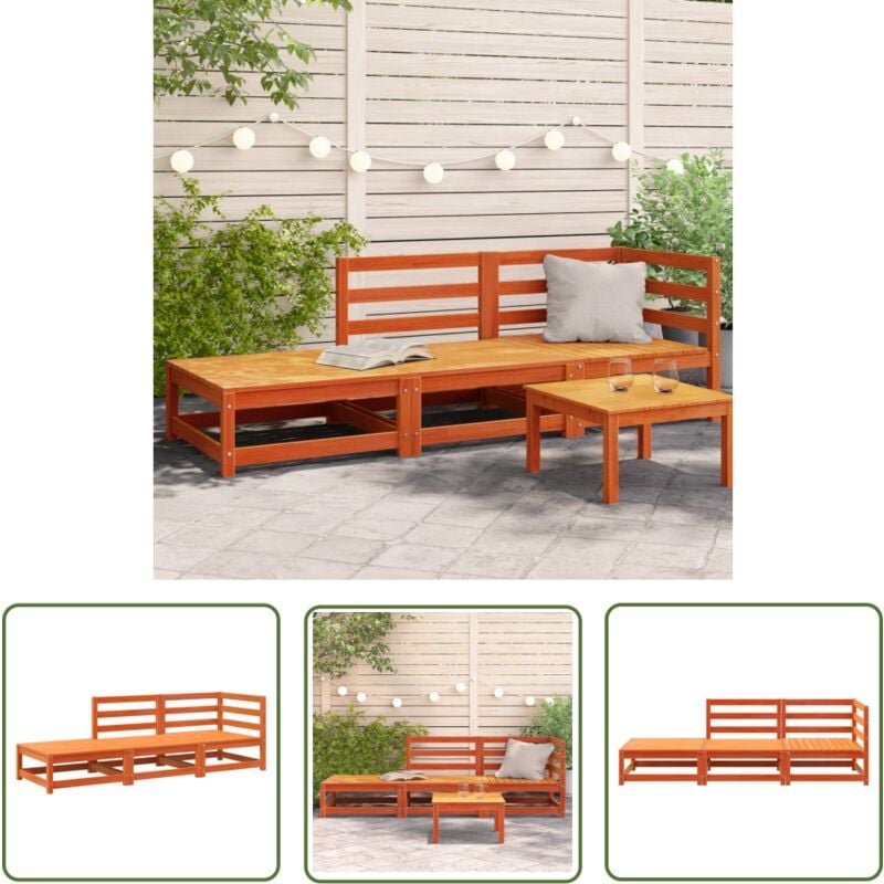 The Living Store - Canapé de jardin repose-pieds 2 places bois massif de pin - Canapé De Jardin - Mobilier De Jardin - Meubles De Jardin - Canapé