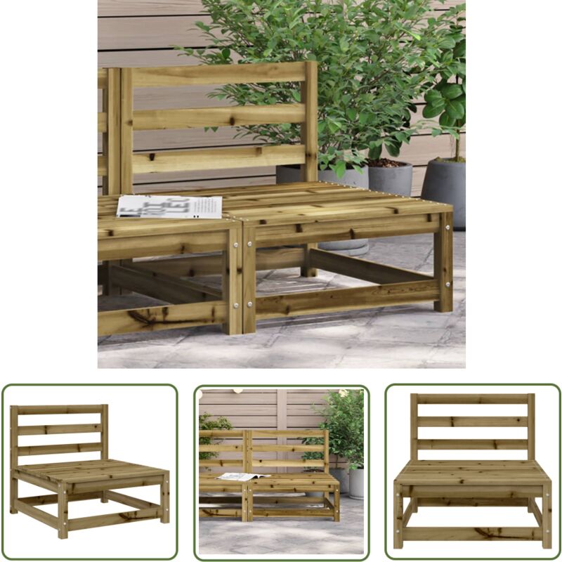 The Living Store - Canapé de jardin sans accoudoirs 70x70x67 cm bois pin imprégné - Canapé De Jardin - Mobilier De Jardin - Canapé Extérieur