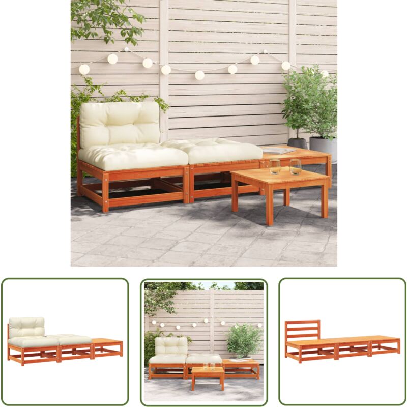 The Living Store - Canapé de jardin sans accoudoirs avec coussins et repose-pieds - Canapé De Jardin - Mobilier Extérieur - Jardin - Terrasse - Patio