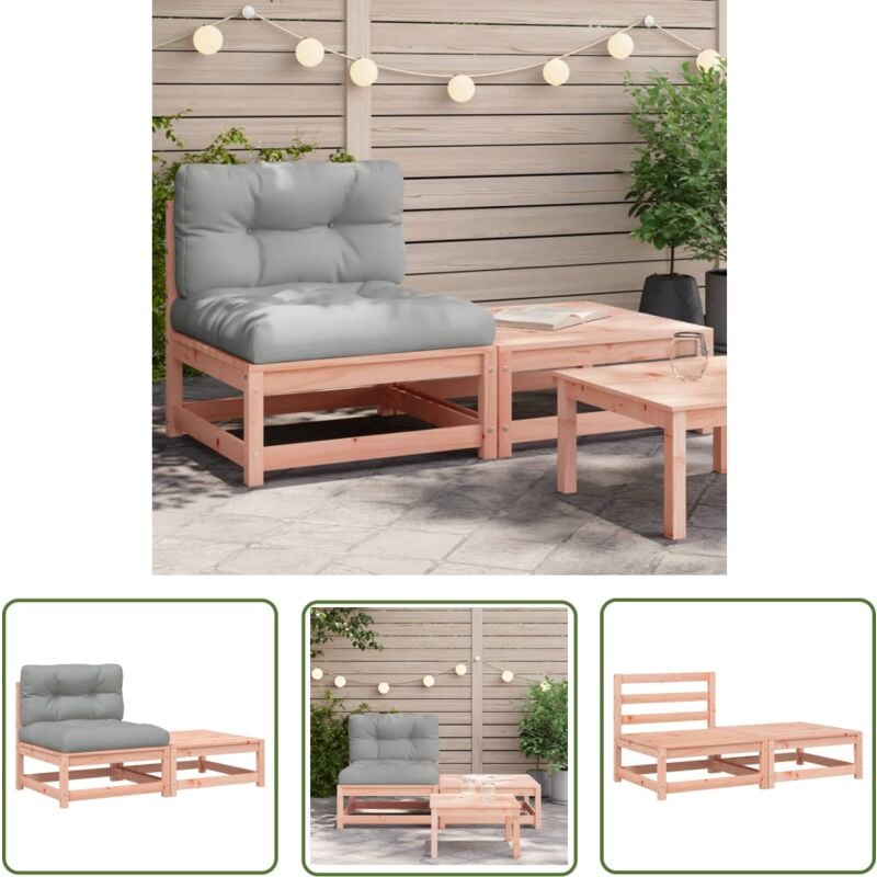The Living Store - Canapé de jardin sans accoudoirs avec coussins et repose-pieds - Canapé Jardin - Mobilier Extérieur - Meubles De Jardin - Chaise