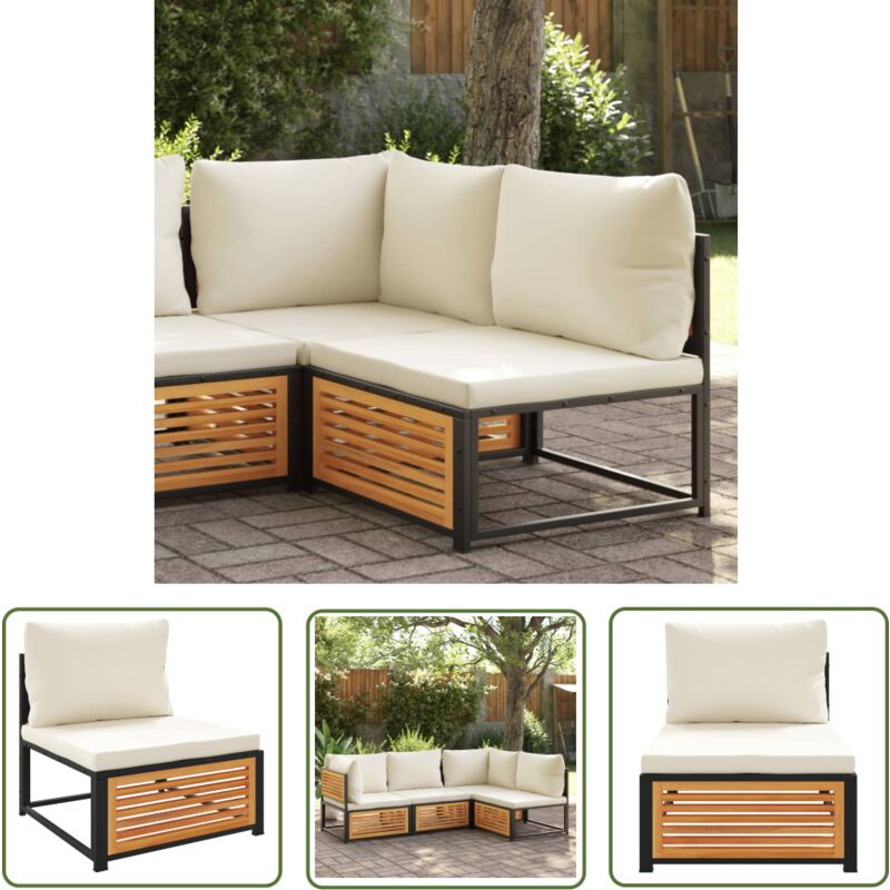 The Living Store - Canapé de jardin sans accoudoirs coussins bois massif d'acacia - Canapé De Jardin - Meuble De Jardin - Salon De Jardin - Acacia