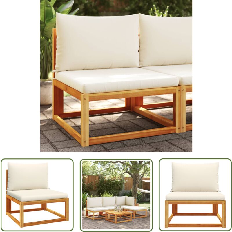 The Living Store - Canapé de jardin sans accoudoirs coussins bois massif d'acacia - Canapé De Jardin - Salon De Jardin - Mobilier Extérieur - Meubles