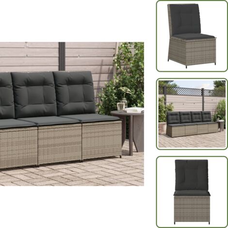 The Living Store Canapé inclinable de jardin avec coussins gris résine tressée - Canapé extérieur