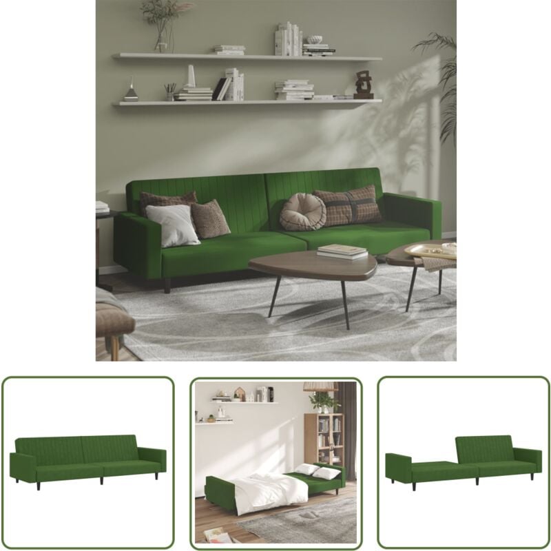 Canapé-lit à 2 places vert foncé velours - Canapé Lit - Canapé Convertible - Meuble Salon - Canapé 2 Places - Fauteuil Convertible - The Living Store