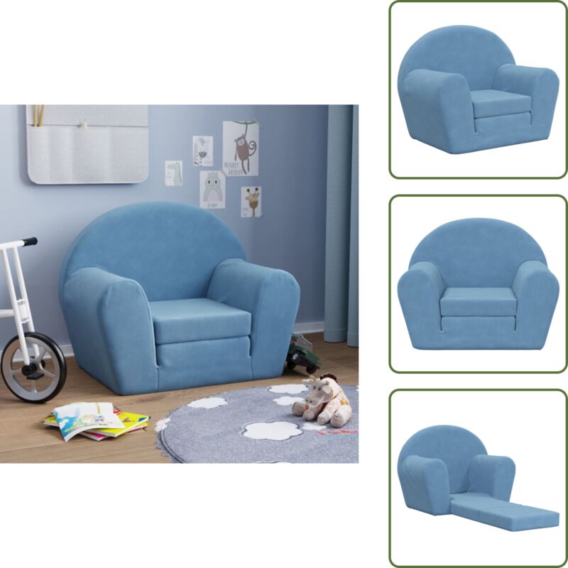 Canapé-lit pour enfants bleu peluche douce - Canapé Lit Enfant - Canapé Pliable Enfant - Mobilier Bébé - Meubles Chambre Enfant - Canapé Douillet