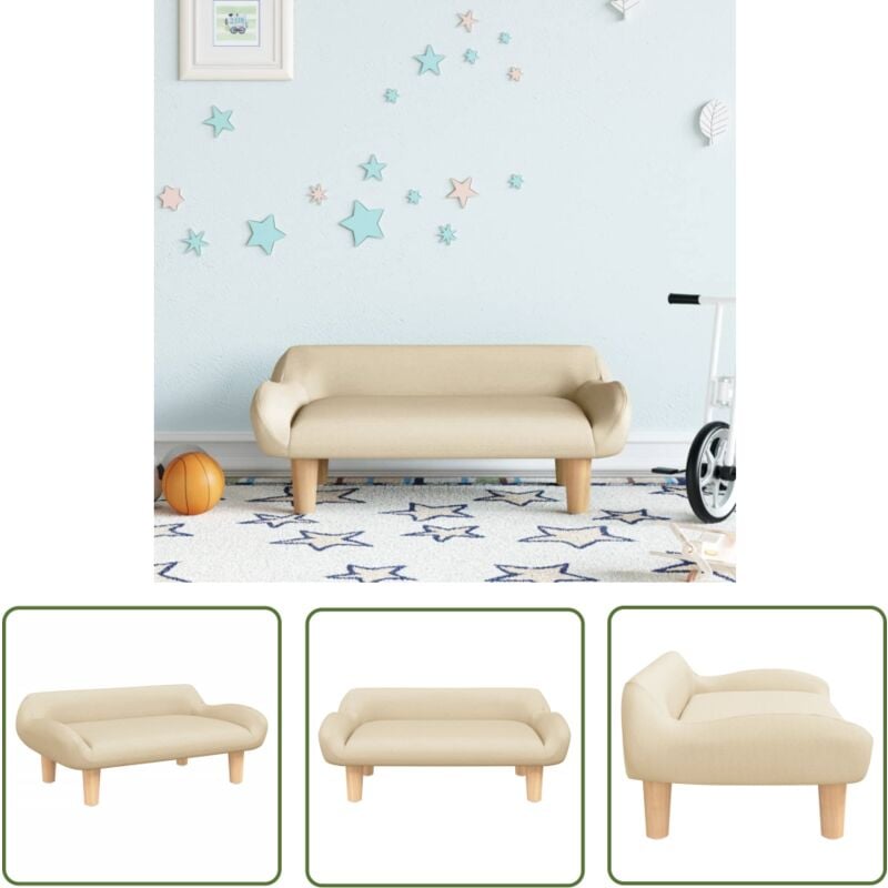 The Living Store - Canapé pour enfants crème 70x40x24 cm tissu - Canapé Enfant - Canapé Bébé - Mobilier Enfant - Meubles Pour Enfants - Décoration