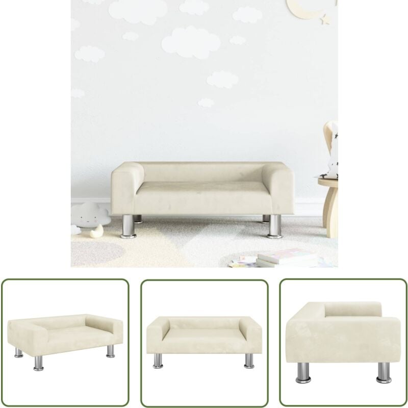 The Living Store - Canapé pour enfants crème 70x45x26,5 cm velours - Canapé Enfant - Mobilier Bébé - Meubles Pour Enfants - Canapé Miniature - Chaise