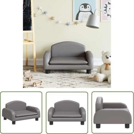 The Living Store Canapé pour enfants gris 50x40x30 cm similicuir - Canapé Enfant - Canapé Bébé - Mobilier Enfant - Meubles Pour Enfants - Chaise Enfant
