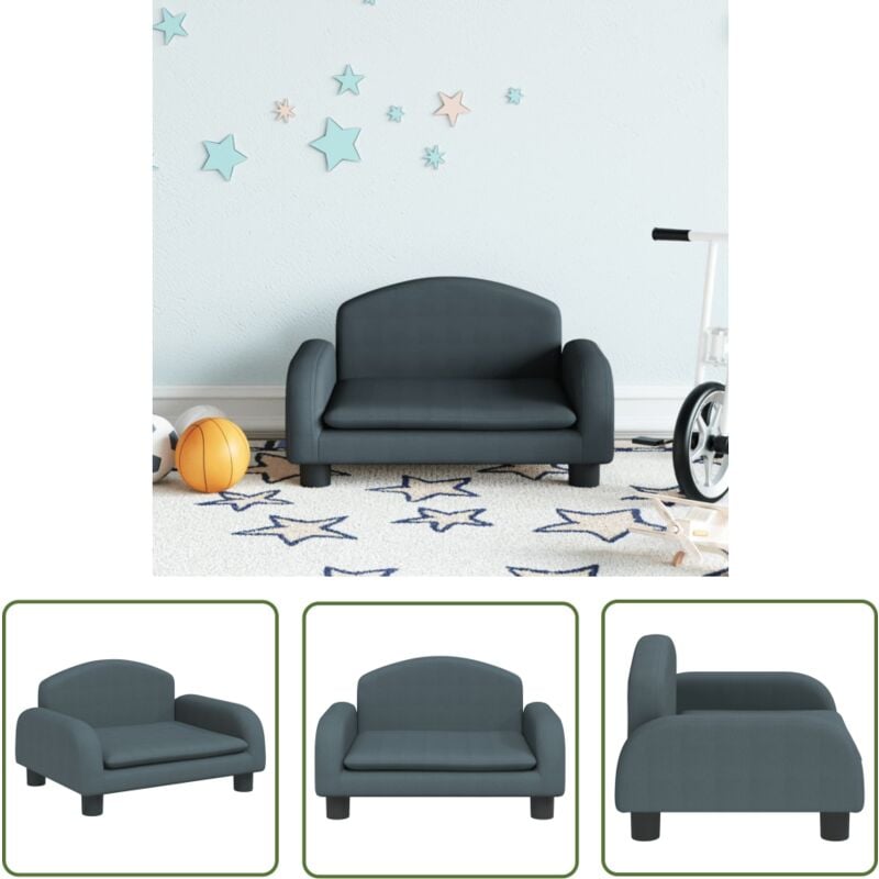 The Living Store - Canapé pour enfants gris foncé 50x40x30 cm tissu - Canapé Enfant - Canapé Bébé - Mobilier Enfant - Meubles Pour Enfants