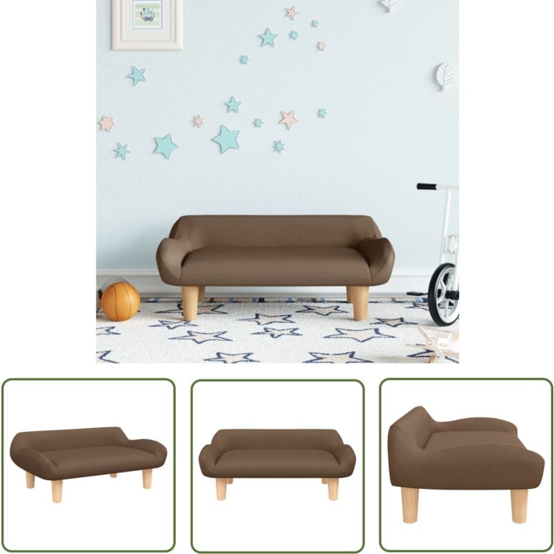 The Living Store - Canapé pour enfants marron 70x40x24 cm tissu - Canapé Enfant - Canapé Bébé - Mobilier Enfant - Meubles Pour Enfants - Fauteuil