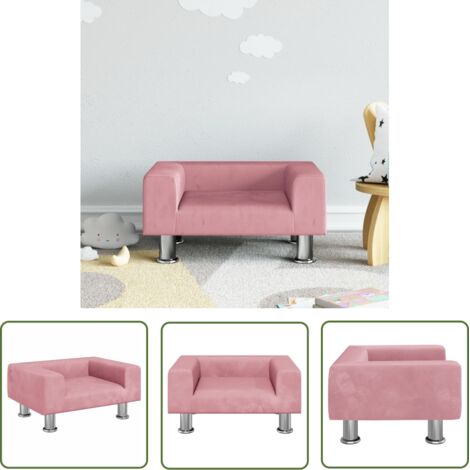 The Living Store Canapé pour enfants rose 50x40x26,5 cm velours - Canapé Enfant - Canapé Bébé - Mobilier Enfant - Meubles Pour Enfants - Chaise Enfant