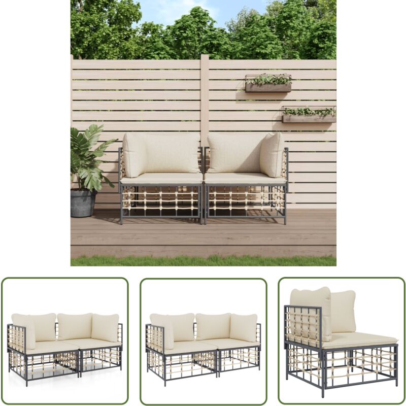 Maison Chic - The Living Store Canapés d'angle sectionnels avec coussins 2 pcs résine tressée - Canape D'angle - Mobilier De Jardin - Canapé