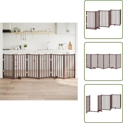 The Living Store Cancello Cani Pieghevole Marrone 6Pannelli 300cm Massello Abete - Cancello per cani pieghevole