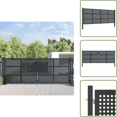 The Living Store Cancello da Giardino Antracite 400x150 cm in Acciaio - Cancello in acciaio