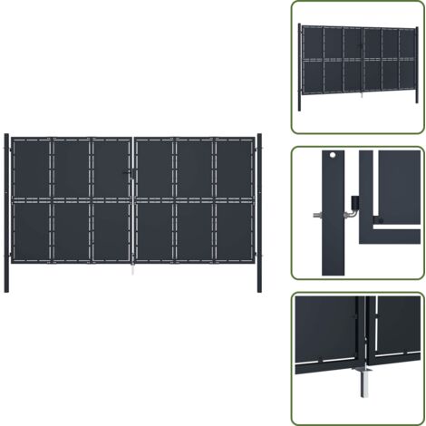 The Living Store Cancello da Giardino in Acciaio 400x175 cm Antracite - Cancello in acciaio
