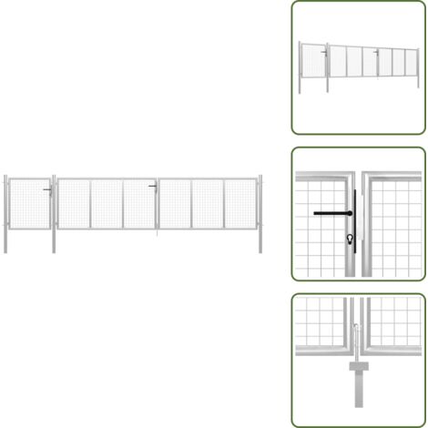 The Living Store Cancello da Giardino in Acciaio 500x100 cm Argento - Cancello in acciaio