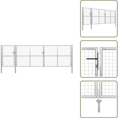 The Living Store Cancello da Giardino in Acciaio 500x150 cm Argento - Cancello in acciaio
